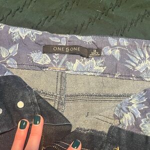 One 5 One Blue Floral inside waist Jeans